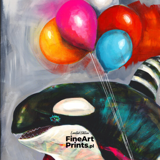 Wojciech Brewka, “Leć!”. Orka wieloryb z balonami wylatująca z wody. Kup kolekcjonerski print (giclée). W naszej ofercie znajdziesz wydruki artystyczne oraz reprodukcje obrazów sztuki współczesnej. Dostępne tylko w Fine Art Prints.