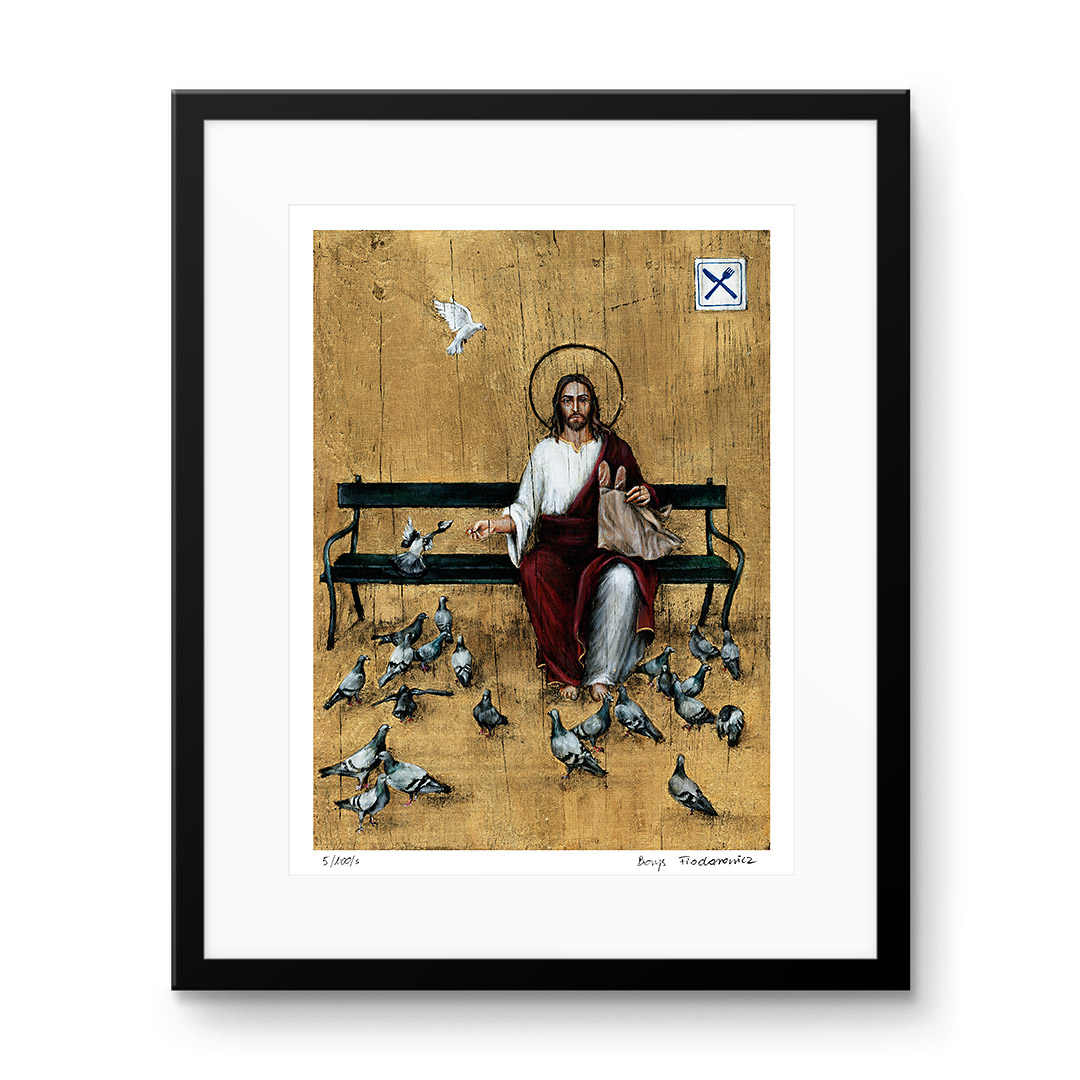Borys Fiodorowicz, "Jesus at the Planty Park". Buy collector's giclée print. In our offer you will find art prints and reproductions of contemporary art paintings. Available only in Fine Art Prints.