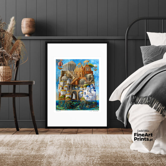 “Cyclades”, Roch Urbaniak. Fairytale landscape of the Greek islands of the Cyclades. Buy a collectible print (giclée). In our offer you will find art prints and reproductions of contemporary art paintings. Available only in Fine Art Prints.