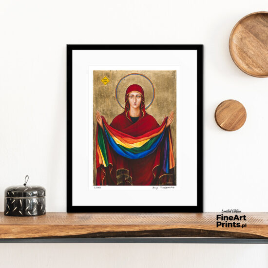 Borys Fiodorowicz, “Veil of care I". Mother of God with rainbow flag. Buy a collectible print (giclée). In our offer you will find art prints and reproductions of contemporary art paintings. Available only in Fine Art Prints.
