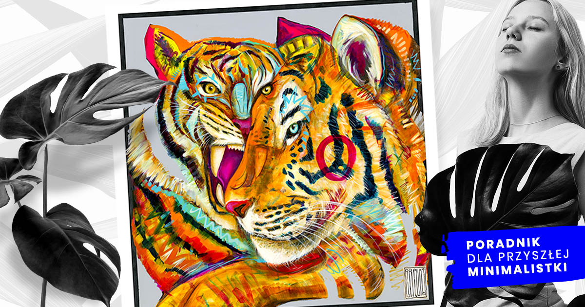 Sztuka współczesna - kolorowy obraz z tygrysem