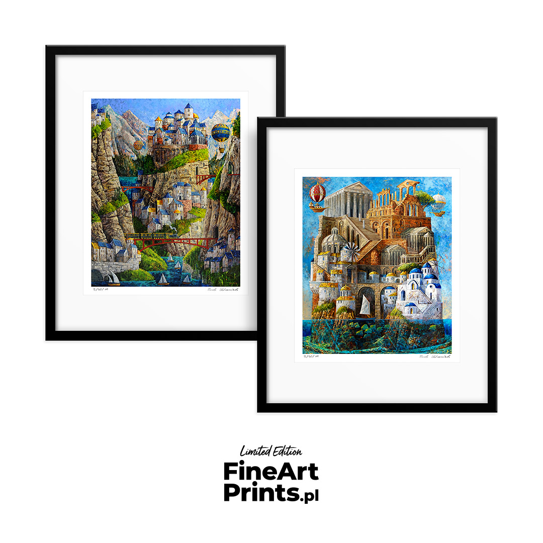 Roch Urbaniak, "Kanton Czerwonych Mostów" & "Cyklady". Better in a set! Kup 2 x print kolekcjonerski (inkografia, giclée). In our offer you will find art prints and reproductions of contemporary art paintings. Available only in Fine Art Prints.