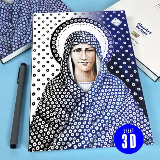 3D Art Notebook - B. Fiodorowicz - Mother Mary of Bolesławiec - front cover view with 3D effect