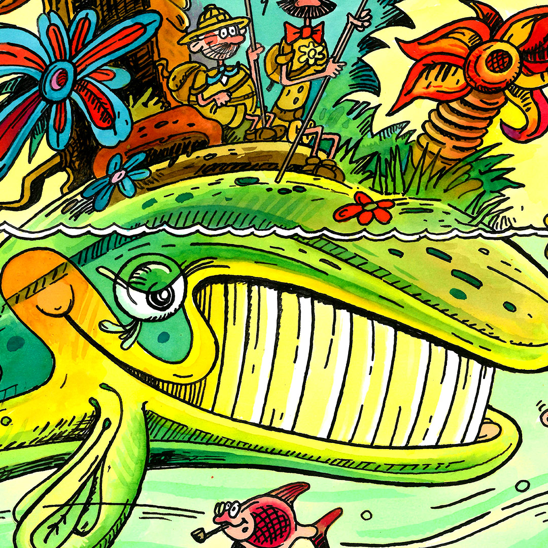 Kolekcjonerski plakat "Gdy coś dybie w wielorybie" z komiksu Tadeusza Baranowskiego.