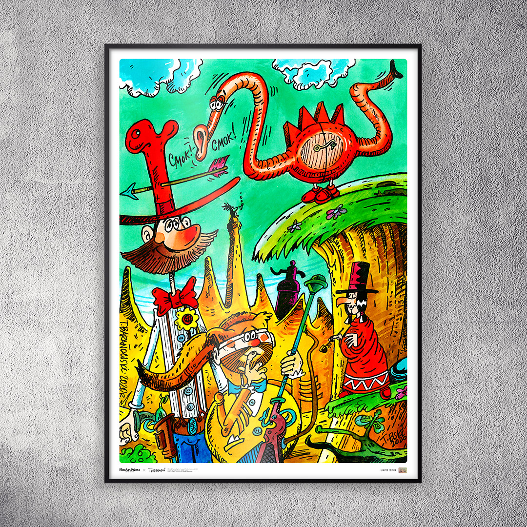 Kolekcjonerski plakat "Smok bez głowy" z komiksu Tadeusza Baranowskiego.