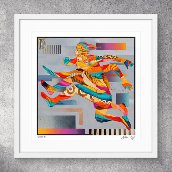 "Against All Odds" by Wojciech Brewka — a dynamic scene of runners overcoming obstacles.