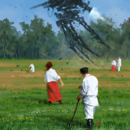 "1920: Grasshopper" by Jakub Różalski – the meeting of tradition and futuristic technology.