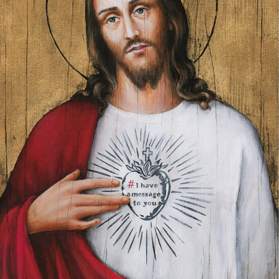 Borys Fiodorowicz’s painting Mercy. Share it! – a contemporary icon with a message of sharing goodness.
