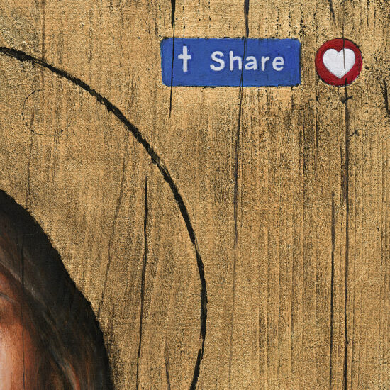 Borys Fiodorowicz’s painting Mercy. Share it! – a contemporary icon with a message of sharing goodness.