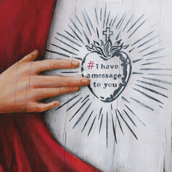 Borys Fiodorowicz’s painting Mercy. Share it! – a contemporary icon with a message of sharing goodness.