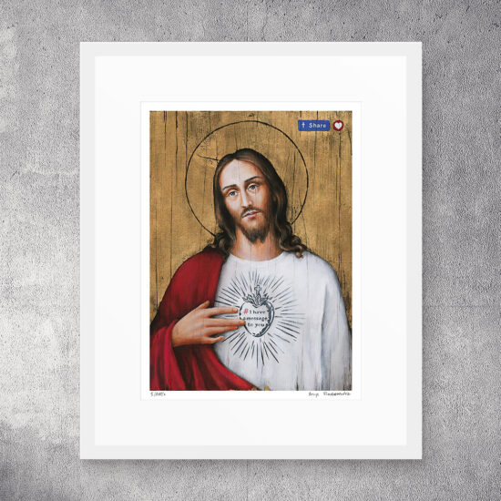 Borys Fiodorowicz’s painting Mercy. Share it! – a contemporary icon with a message of sharing goodness.
