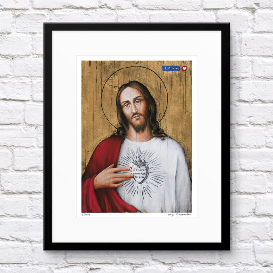 Borys Fiodorowicz’s painting Mercy. Share it! – a contemporary icon with a message of sharing goodness.