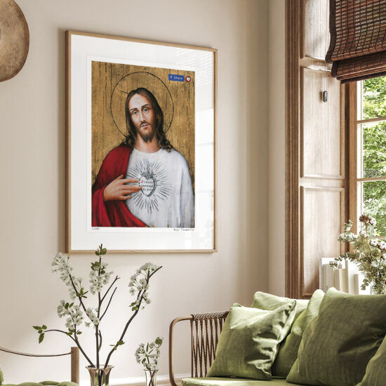 Borys Fiodorowicz’s painting Mercy. Share it! – a contemporary icon with a message of sharing goodness.