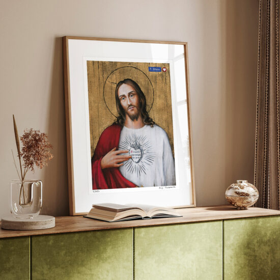 Borys Fiodorowicz’s painting Mercy. Share it! – a contemporary icon with a message of sharing goodness.